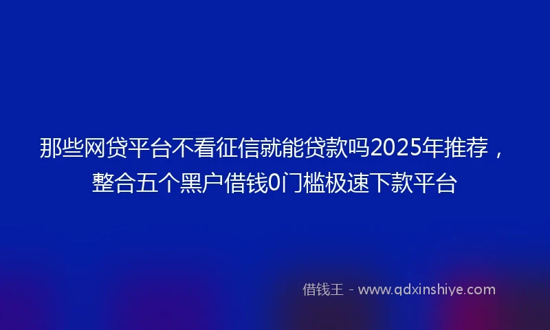那些网贷平台不看征信就能贷款吗2025年推荐，整合五个黑户借钱0门槛极速下款平台