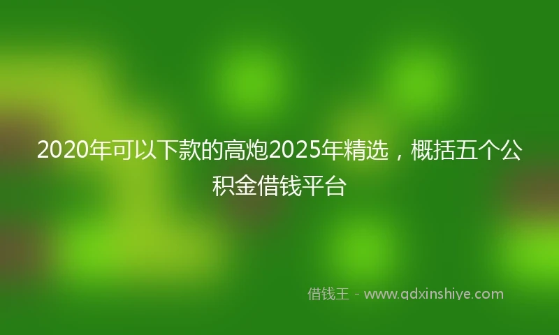 2020年可以下款的高炮2025年精选，概括五个公积金借钱平台