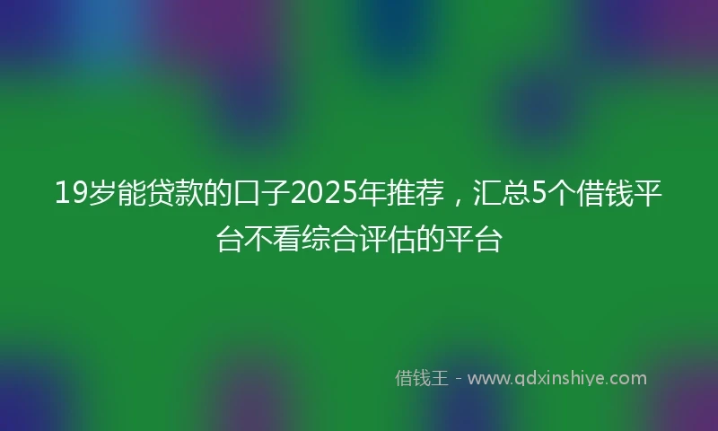 19岁能贷款的口子2025年推荐，汇总5个借钱平台不看综合评估的平台
