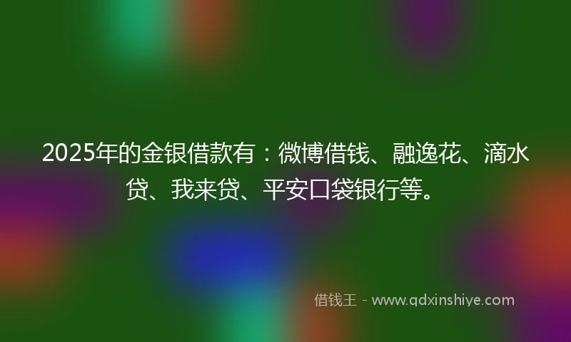 2025年的金银借款有：微博借钱、融逸花、滴水贷、我来贷、平安口袋银行等。