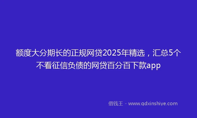 额度大分期长的正规网贷2025年精选，汇总5个不看征信负债的网贷百分百下款app