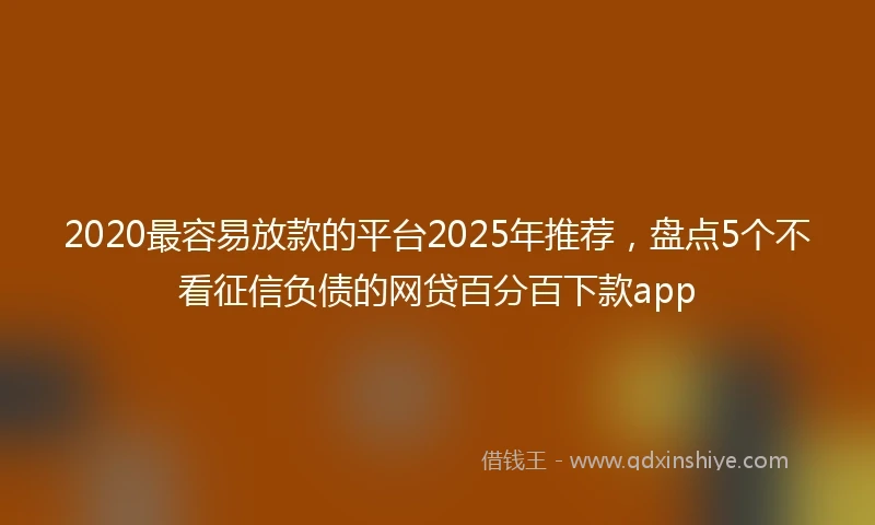 2020最容易放款的平台2025年推荐，盘点5个不看征信负债的网贷百分百下款app