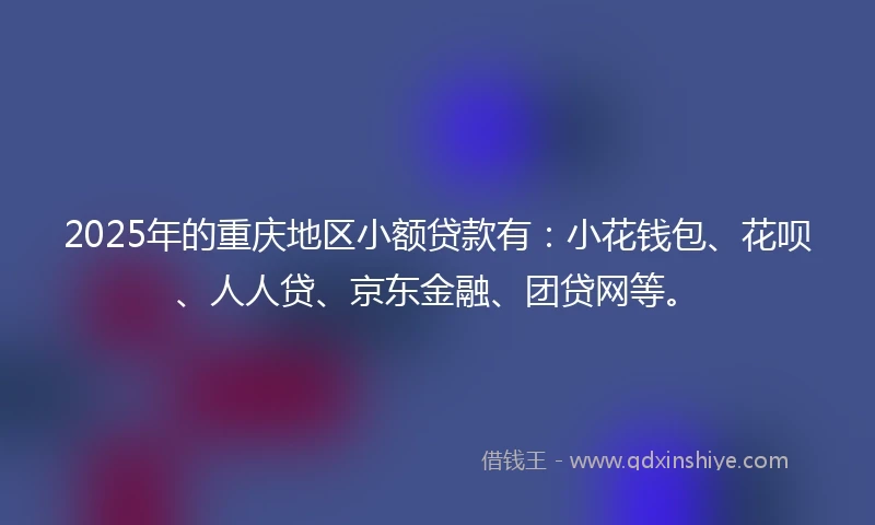 2025年的重庆地区小额贷款有：小花钱包、花呗、人人贷、京东金融、团贷网等。