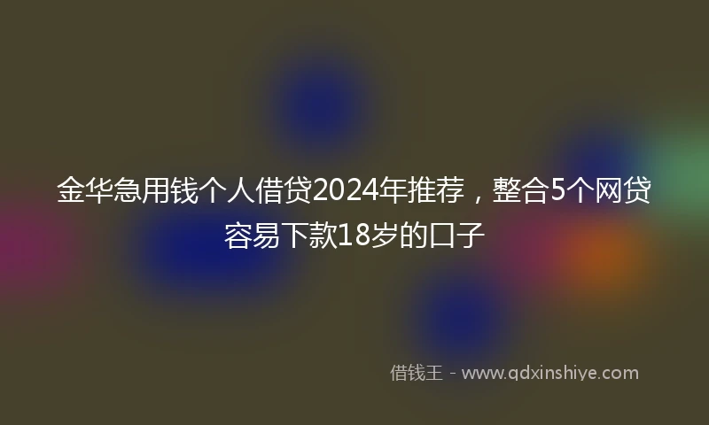 金华急用钱个人借贷2024年推荐，整合5个网贷容易下款18岁的口子