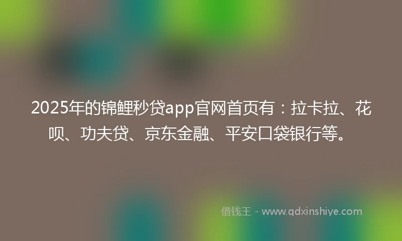 2025年的锦鲤秒贷app官网首页有：拉卡拉、花呗、功夫贷、京东金融、平安口袋银行等。