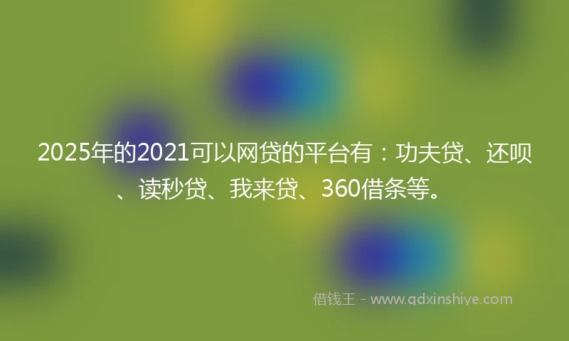 2025年的2021可以网贷的平台有：功夫贷、还呗、读秒贷、我来贷、360借条等。