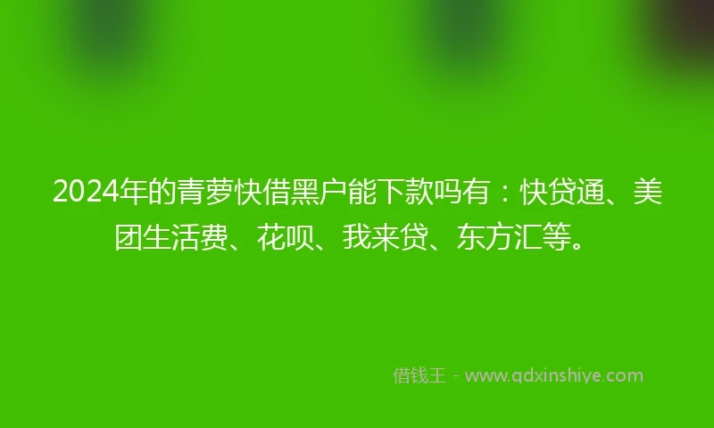 2024年的青萝快借黑户能下款吗有：快贷通、美团生活费、花呗、我来贷、东方汇等。