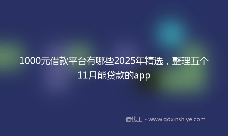 1000元借款平台有哪些2025年精选，整理五个11月能贷款的app