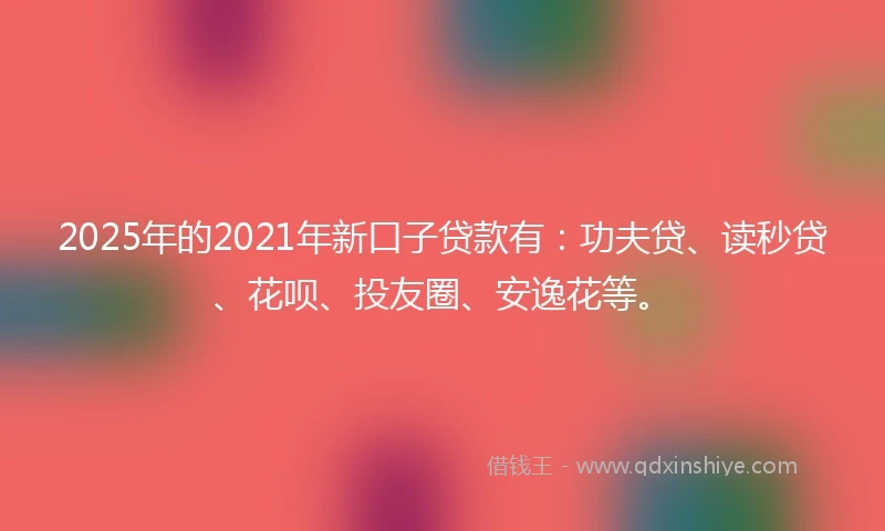 2025年的2021年新口子贷款有：功夫贷、读秒贷、花呗、投友圈、安逸花等。