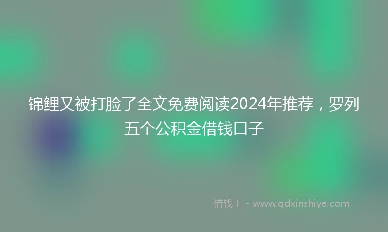 锦鲤又被打脸了全文免费阅读2024年推荐，罗列五个公积金借钱口子