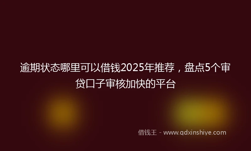 逾期状态哪里可以借钱2025年推荐，盘点5个审贷口子审核加快的平台
