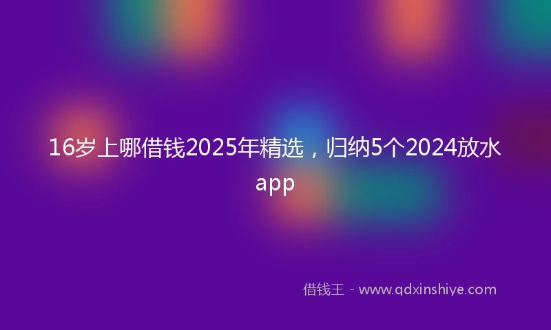 16岁上哪借钱2025年精选，归纳5个2024放水app