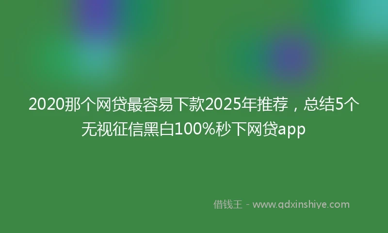 2020那个网贷最容易下款2025年推荐，总结5个无视征信黑白100%秒下网贷app