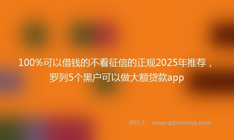 100%可以借钱的不看征信的正规2025年推荐，罗列5个黑户可以做大额贷款app
