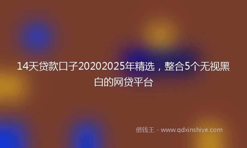 14天贷款口子20202025年精选，整合5个无视黑白的网贷平台