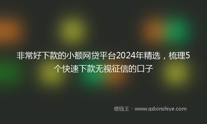 非常好下款的小额网贷平台2024年精选，梳理5个快速下款无视征信的口子