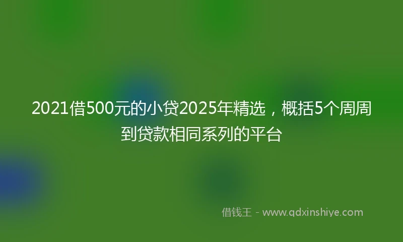 2021借500元的小贷2025年精选，概括5个周周到贷款相同系列的平台