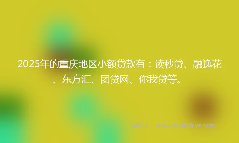 2025年的重庆地区小额贷款有：读秒贷、融逸花、东方汇、团贷网、你我贷等。