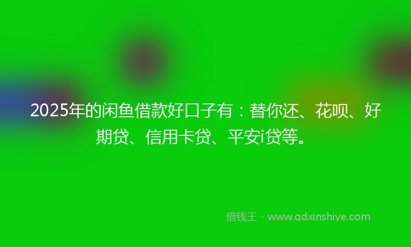 2025年的闲鱼借款好口子有：替你还、花呗、好期贷、信用卡贷、平安i贷等。