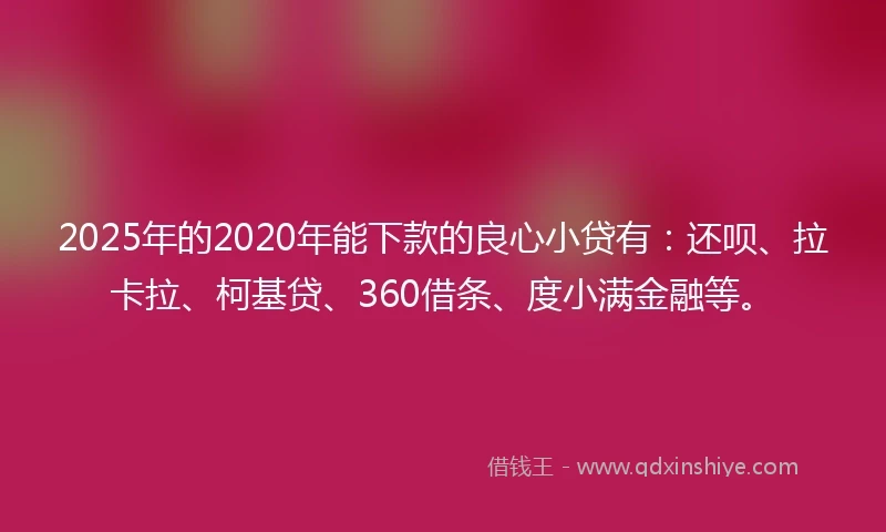 2025年的2020年能下款的良心小贷有：还呗、拉卡拉、柯基贷、360借条、度小满金融等。