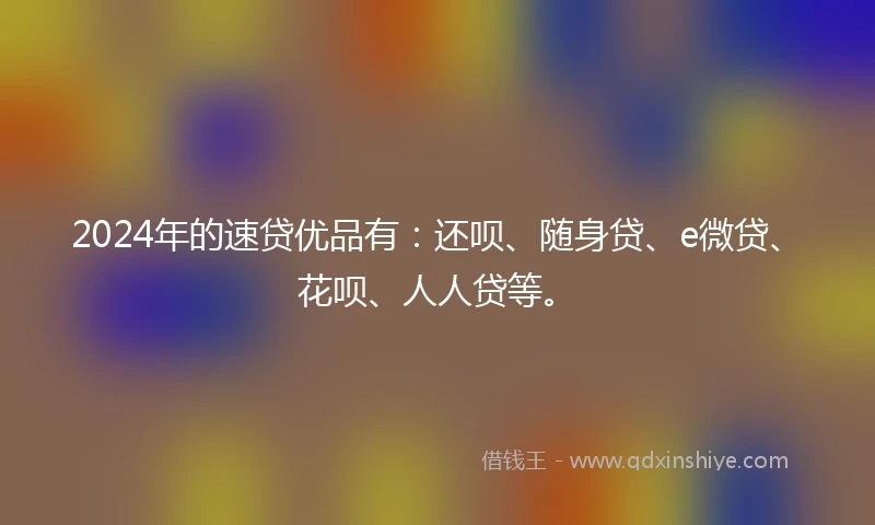 2024年的速贷优品有：还呗、随身贷、e微贷、花呗、人人贷等。