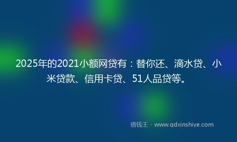 2025年的2021小额网贷有：替你还、滴水贷、小米贷款、信用卡贷、51人品贷等。