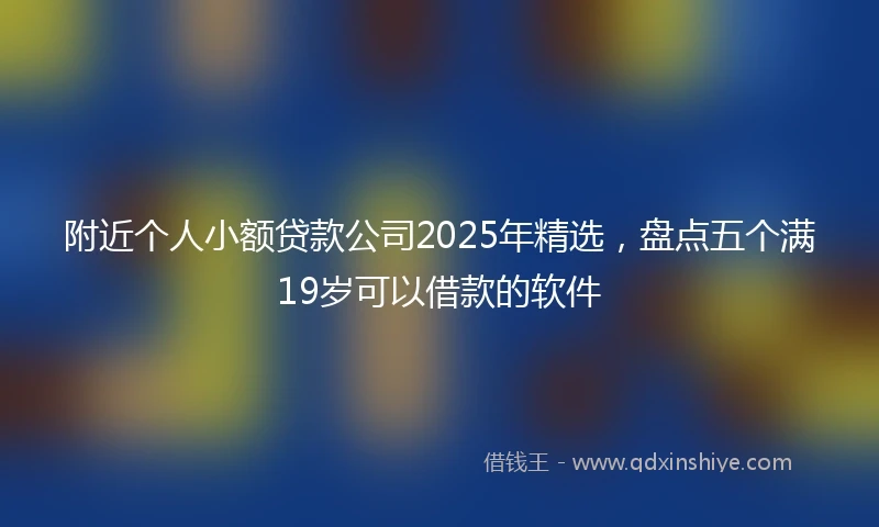 附近个人小额贷款公司2025年精选，盘点五个满19岁可以借款的软件