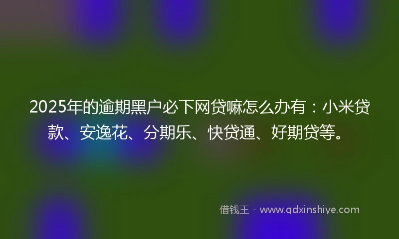 2025年的逾期黑户必下网贷嘛怎么办有：小米贷款、安逸花、分期乐、快贷通、好期贷等。