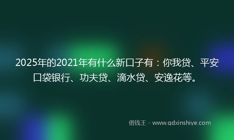 2025年的2021年有什么新口子有：你我贷、平安口袋银行、功夫贷、滴水贷、安逸花等。