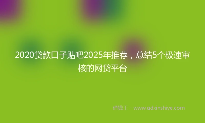 2020贷款口子贴吧2025年推荐，总结5个极速审核的网贷平台