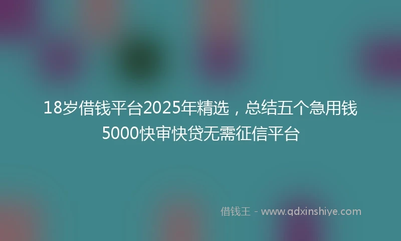 18岁借钱平台2025年精选，总结五个急用钱5000快审快贷无需征信平台