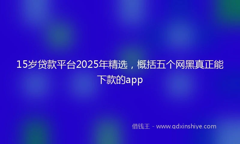 15岁贷款平台2025年精选，概括五个网黑真正能下款的app