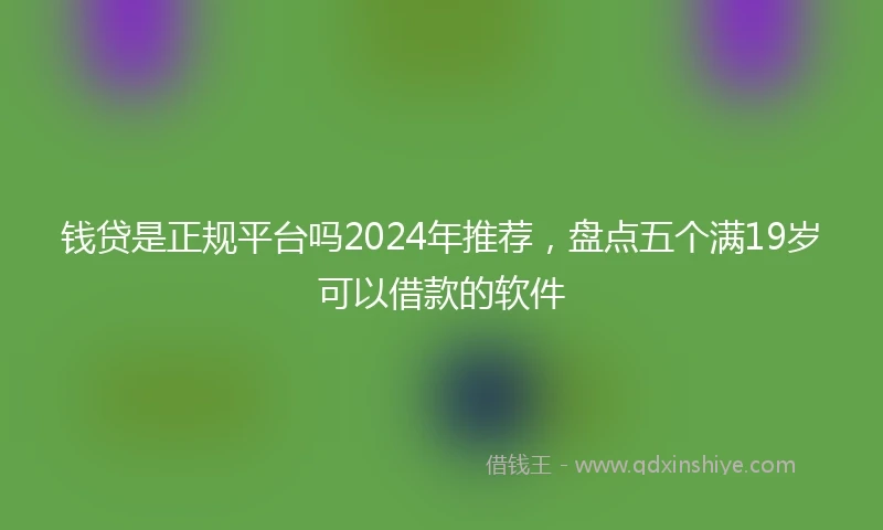钱贷是正规平台吗2024年推荐，盘点五个满19岁可以借款的软件