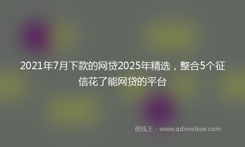 2021年7月下款的网贷2025年精选，整合5个征信花了能网贷的平台