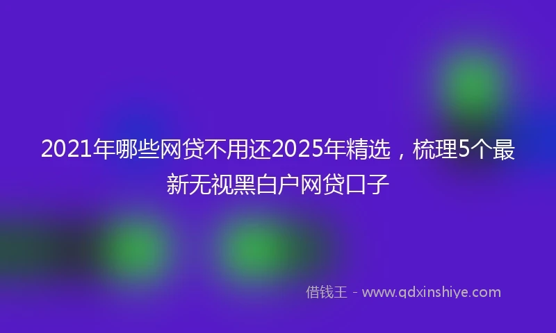 2021年哪些网贷不用还2025年精选，梳理5个最新无视黑白户网贷口子