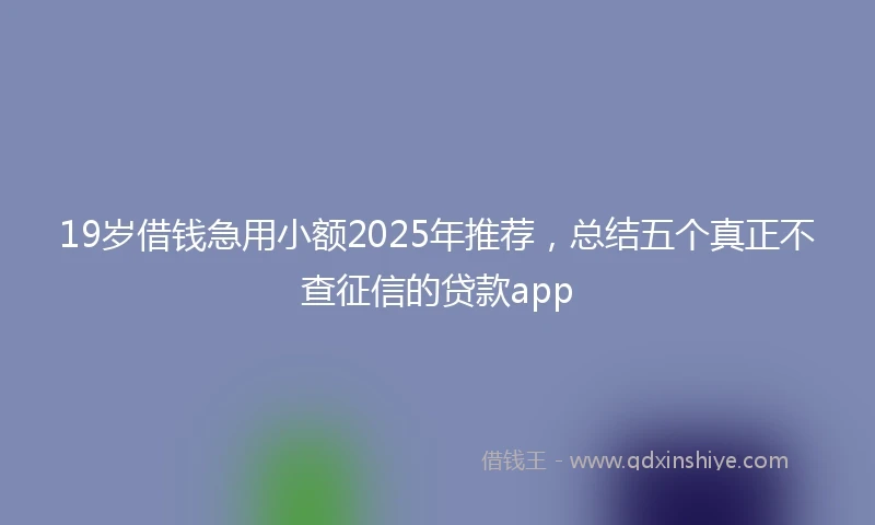19岁借钱急用小额2025年推荐，总结五个真正不查征信的贷款app
