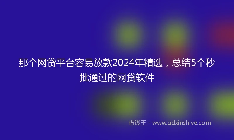 那个网贷平台容易放款2024年精选，总结5个秒批通过的网贷软件