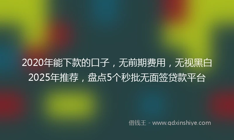 2020年能下款的口子，无前期费用，无视黑白2025年推荐，盘点5个秒批无面签贷款平台
