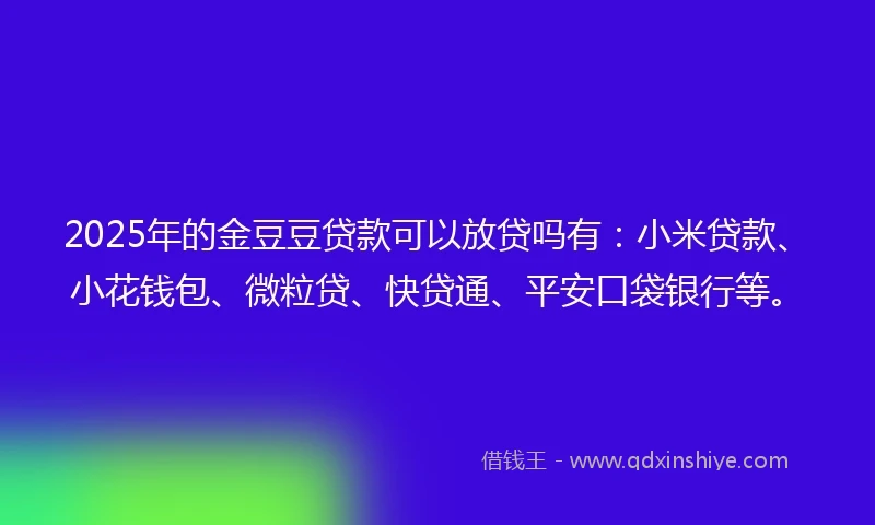 2025年的金豆豆贷款可以放贷吗有：小米贷款、小花钱包、微粒贷、快贷通、平安口袋银行等。