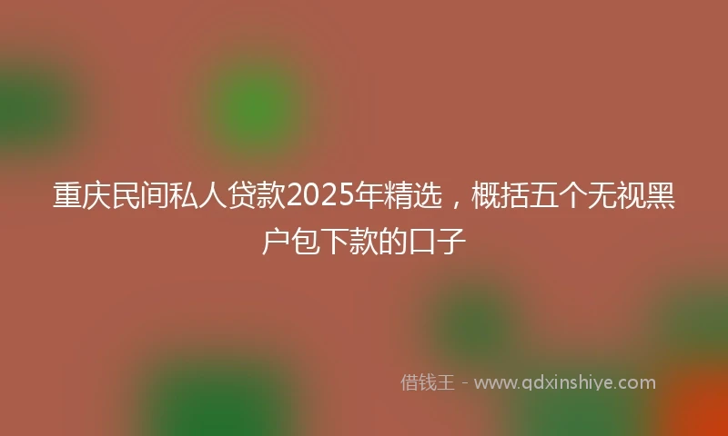 重庆民间私人贷款2025年精选，概括五个无视黑户包下款的口子