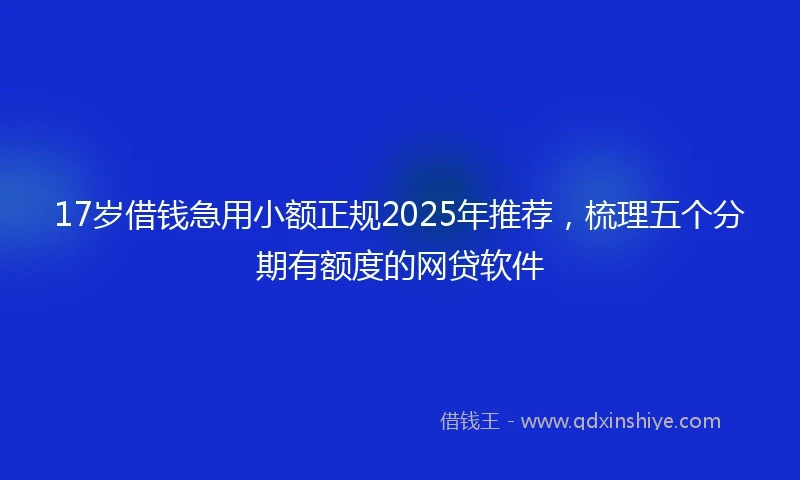 17岁借钱急用小额正规2025年推荐，梳理五个分期有额度的网贷软件