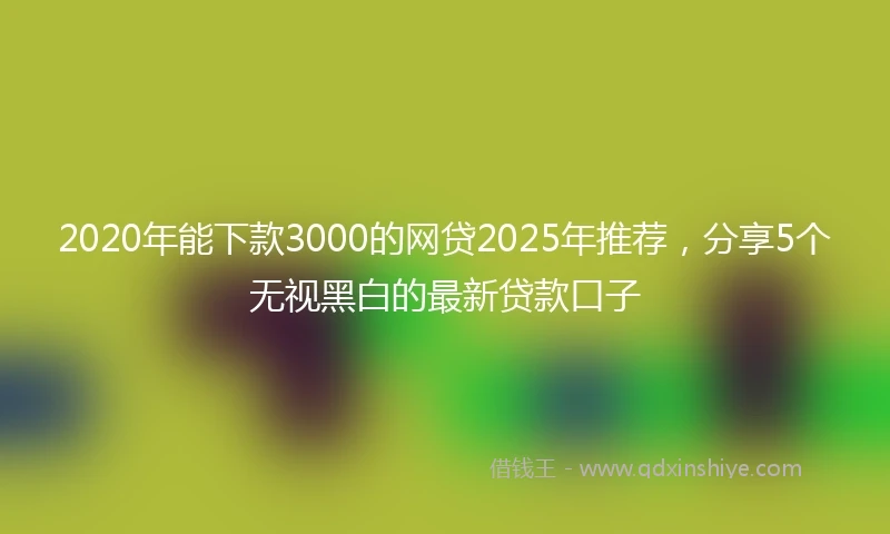 2020年能下款3000的网贷2025年推荐，分享5个无视黑白的最新贷款口子