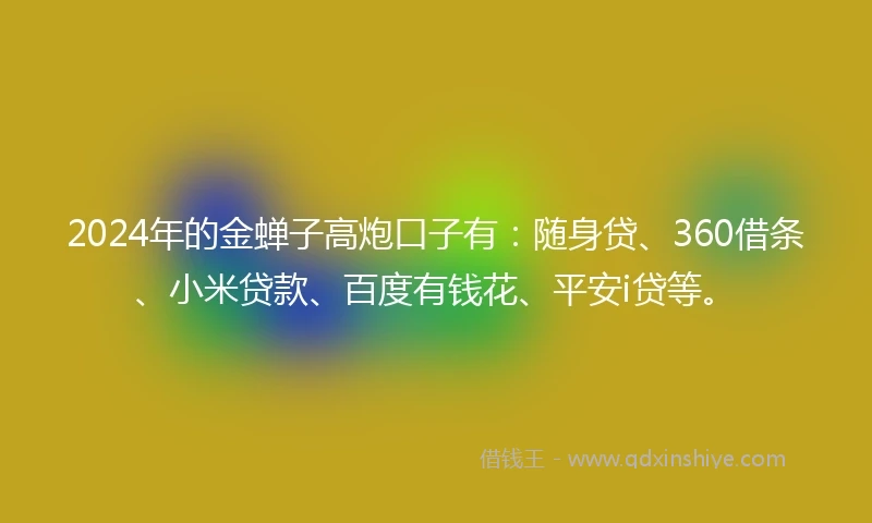 2024年的金蝉子高炮口子有：随身贷、360借条、小米贷款、百度有钱花、平安i贷等。