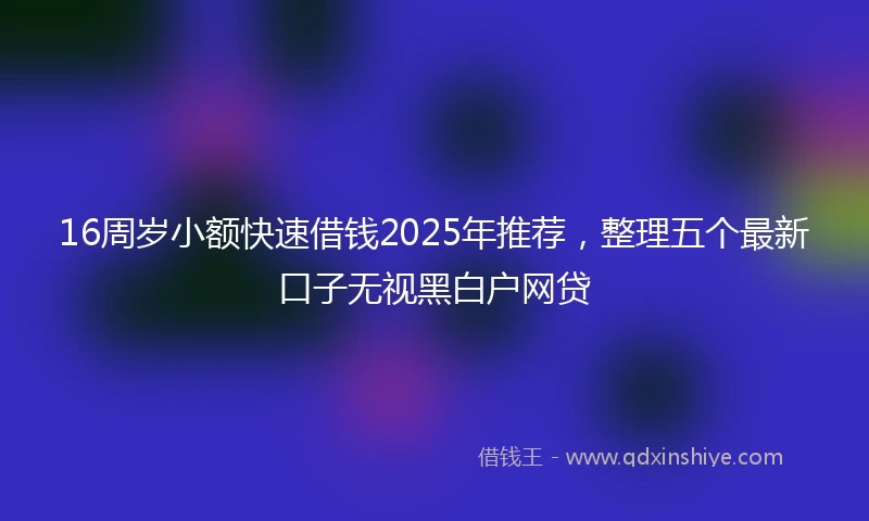 16周岁小额快速借钱2025年推荐，整理五个最新口子无视黑白户网贷