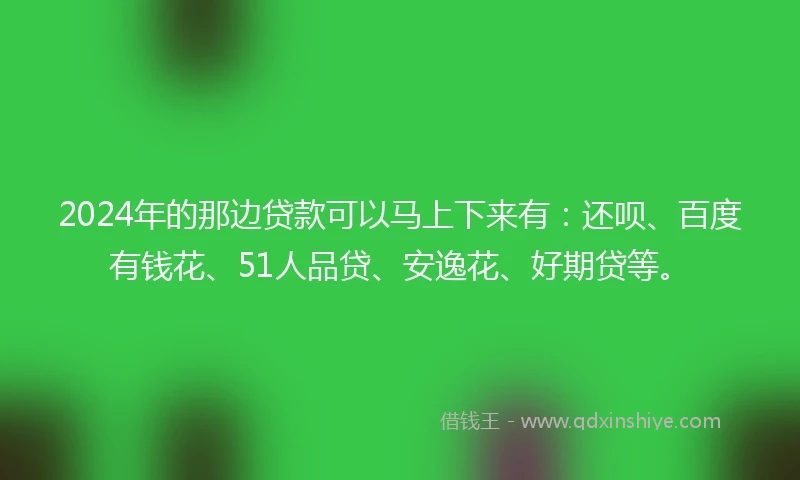 2024年的那边贷款可以马上下来有：还呗、百度有钱花、51人品贷、安逸花、好期贷等。