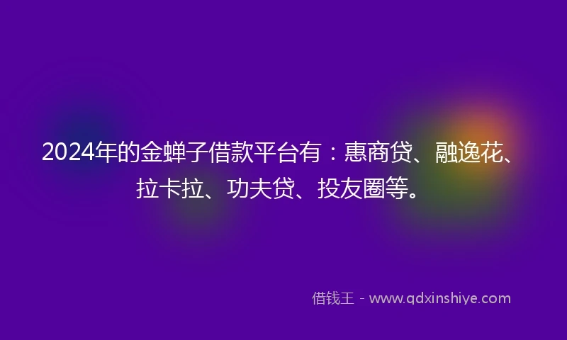 2024年的金蝉子借款平台有：惠商贷、融逸花、拉卡拉、功夫贷、投友圈等。