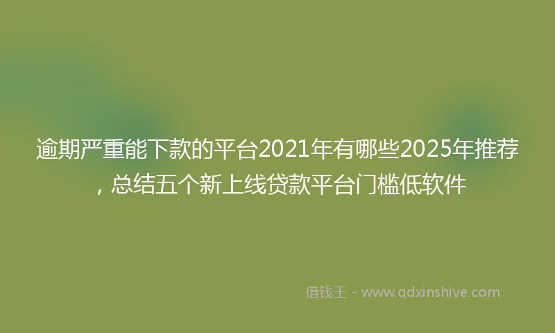 逾期严重能下款的平台2021年有哪些2025年推荐，总结五个新上线贷款平台门槛低软件