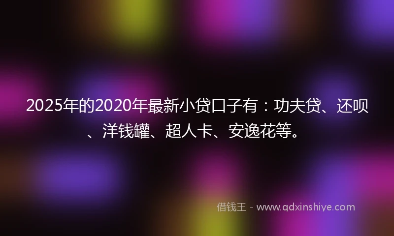 2025年的2020年最新小贷口子有：功夫贷、还呗、洋钱罐、超人卡、安逸花等。