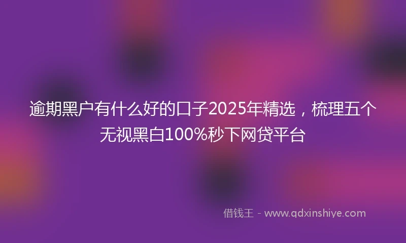 逾期黑户有什么好的口子2025年精选，梳理五个无视黑白100%秒下网贷平台