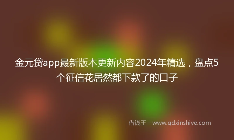 金元贷app最新版本更新内容2024年精选，盘点5个征信花居然都下款了的口子